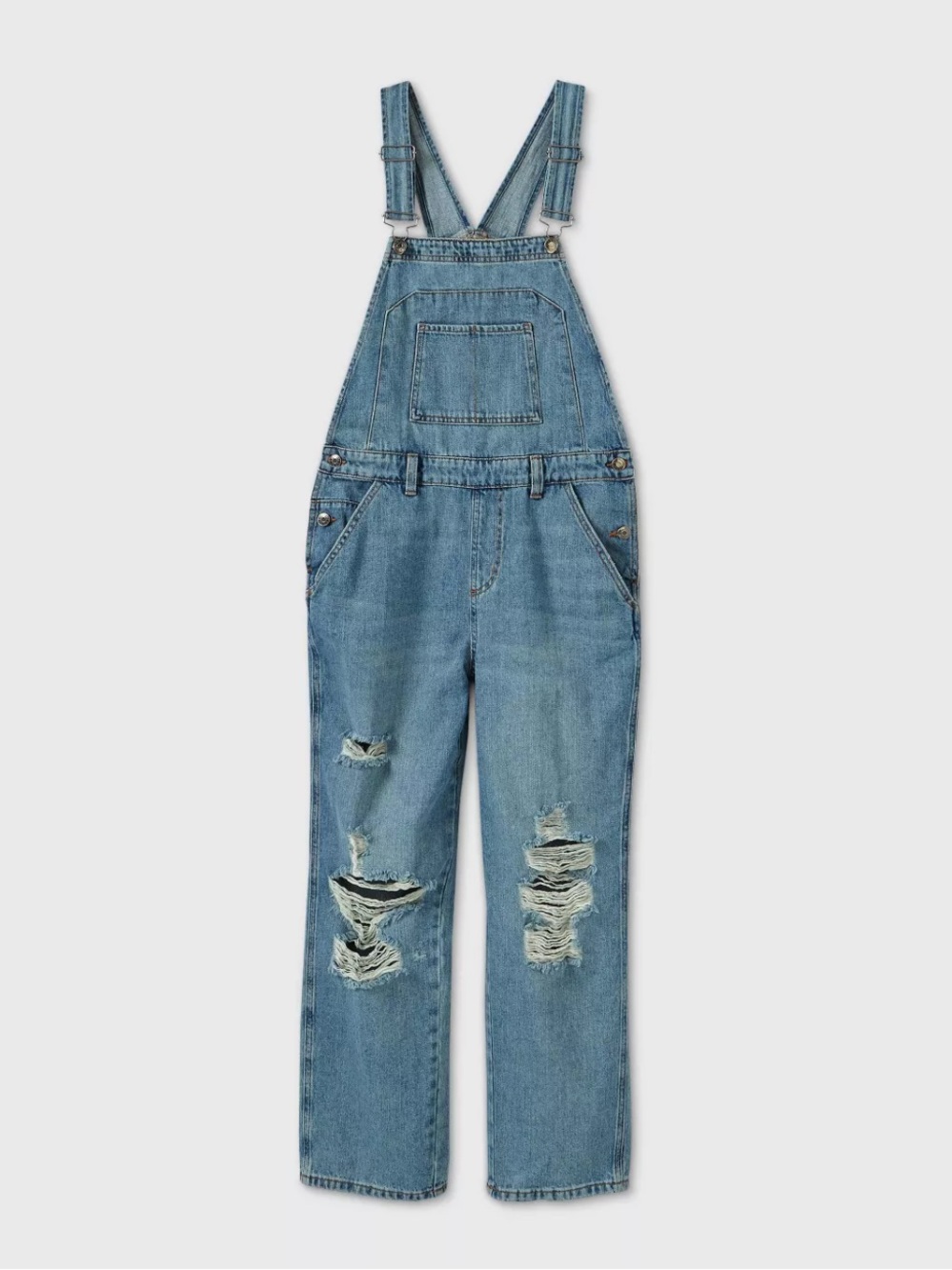 Wild Fable Distressed Blue Denim Overalls